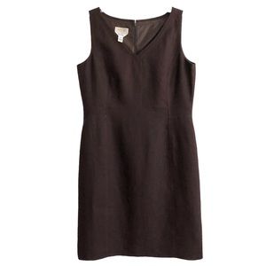 New Talbots Chocolate Irish Linen Sleeveless Sheath Dress 12P
